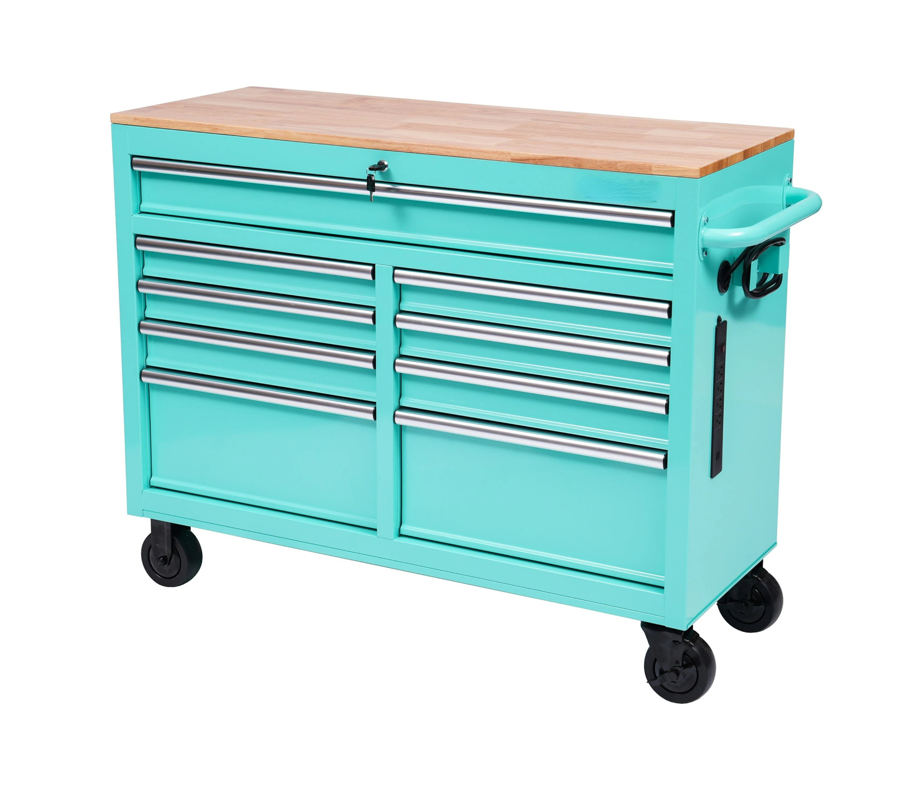 46.1-in L x 18.1-in D 9 -Drawers Rolling Pink Wood Work Bench