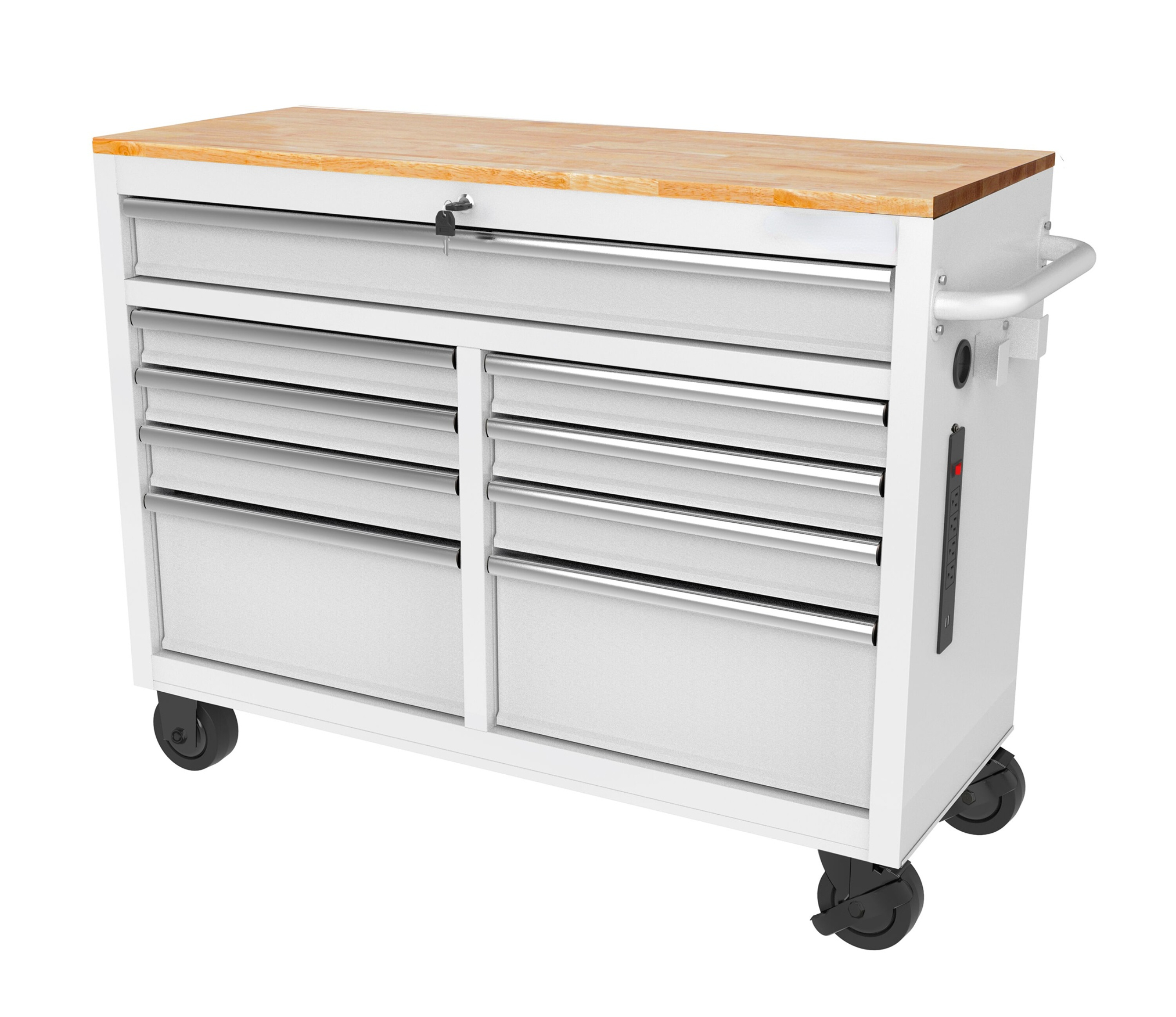 46.1-in L x 18.1-in D 9 -Drawers Rolling Pink Wood Work Bench