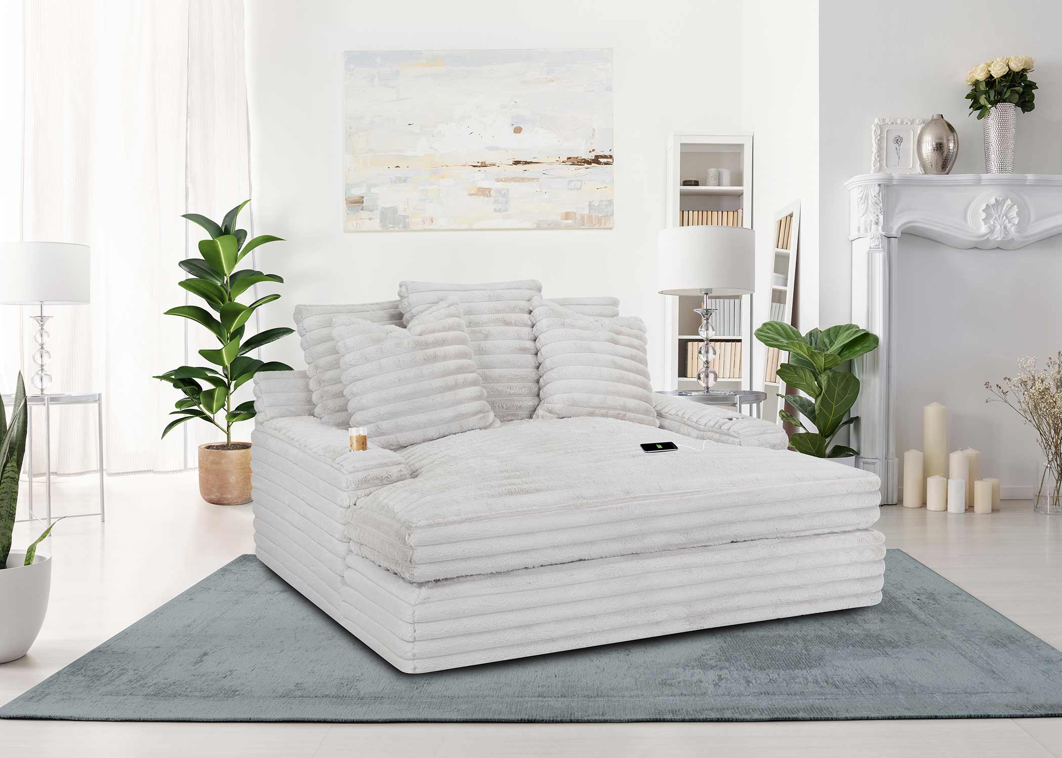 Nestle Chaise Lounge With Dual Cupholders And Charging Ports