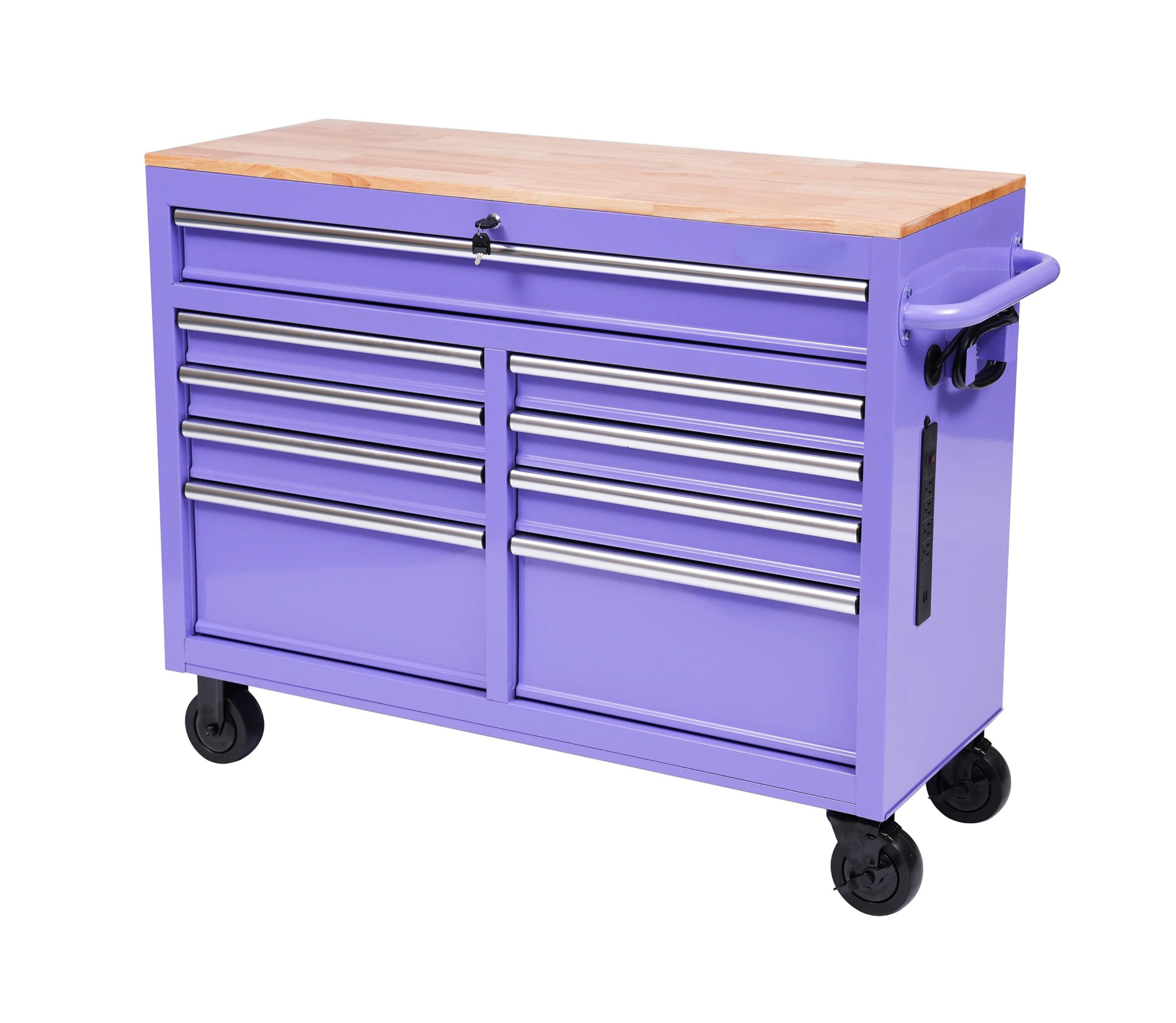46.1-in L x 18.1-in D 9 -Drawers Rolling Pink Wood Work Bench