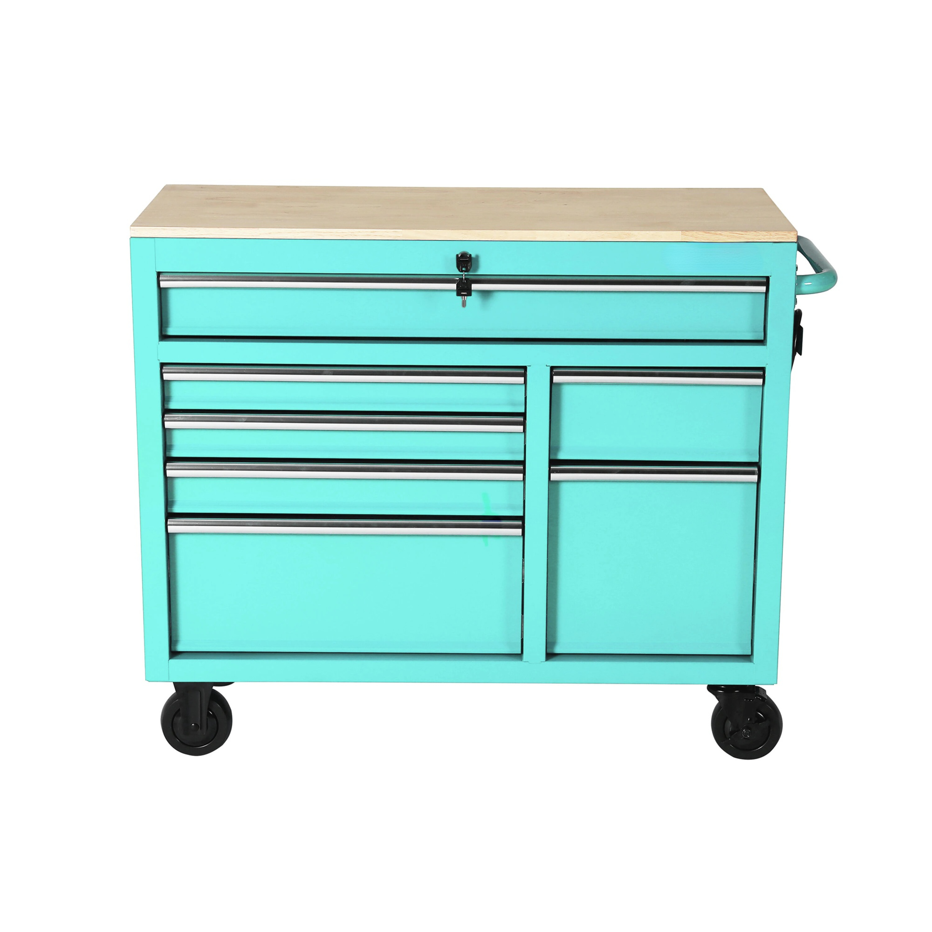 46.1-in L x 18.1-in D 9 -Drawers Rolling Pink Wood Work Bench
