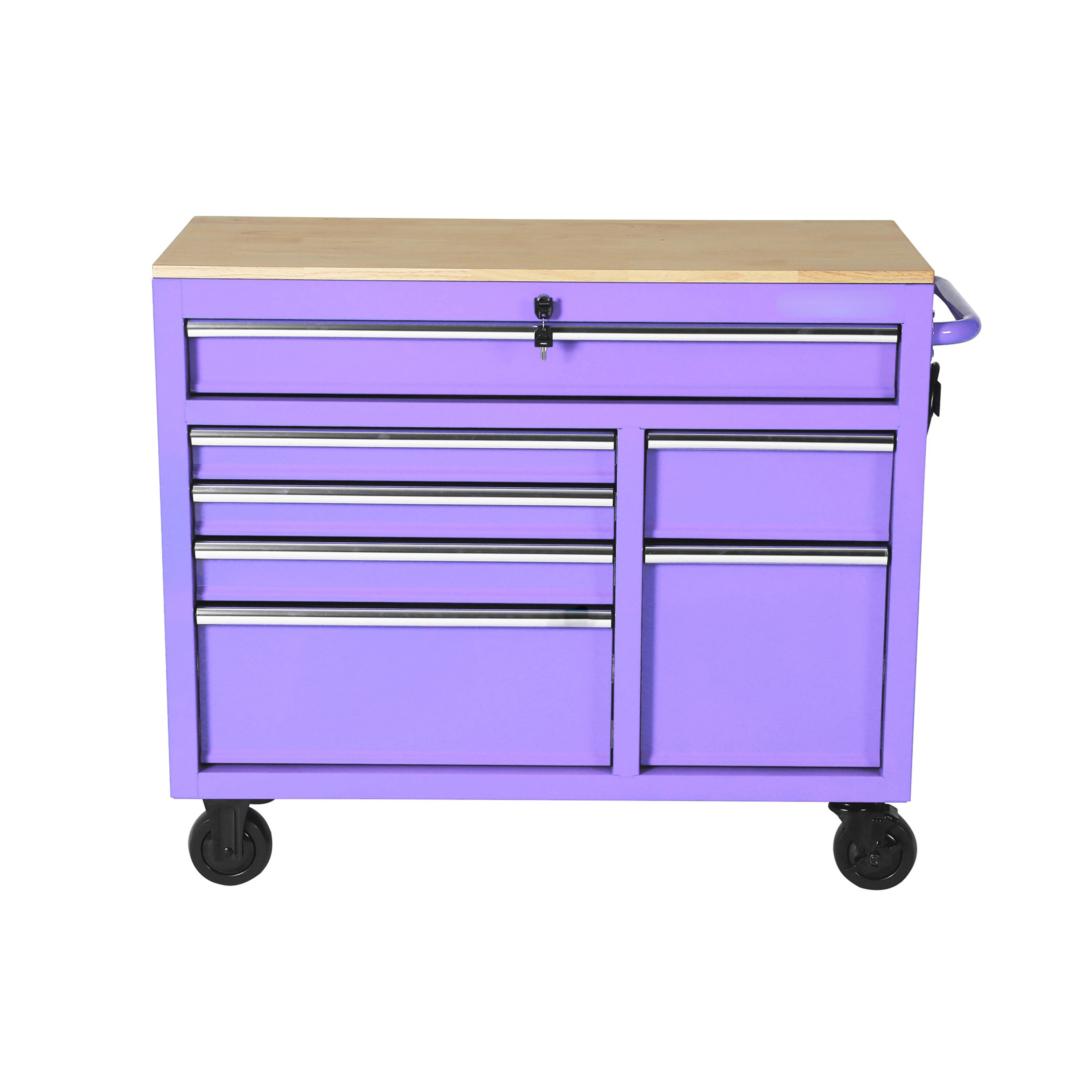 46.1-in L x 18.1-in D 9 -Drawers Rolling Pink Wood Work Bench