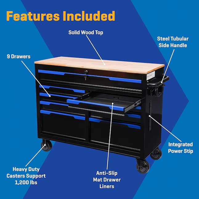 46.1-in L x 18.1-in D 9 -Drawers Rolling Pink Wood Work Bench