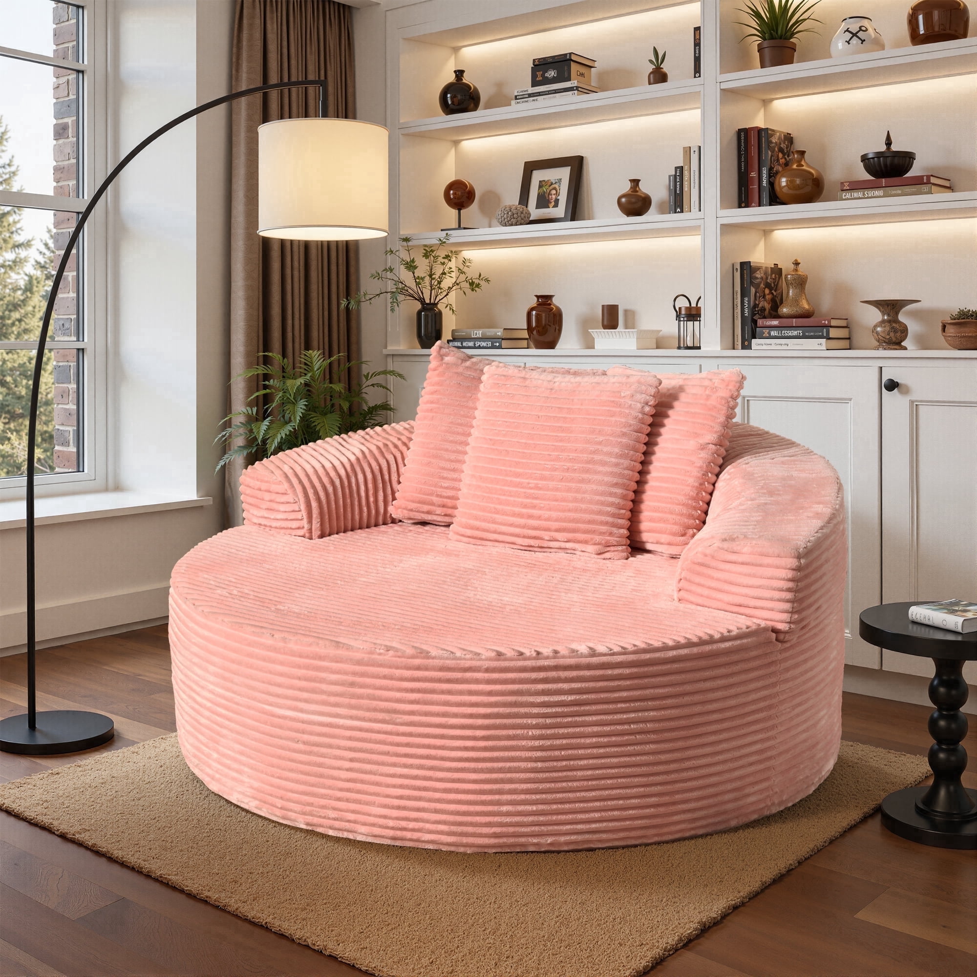 Ovios 58" Oversized Lounge Chair Round Cloud Deep Seat Accent Chair Plush Corduroy Boneless Sofa Chair for Living Room