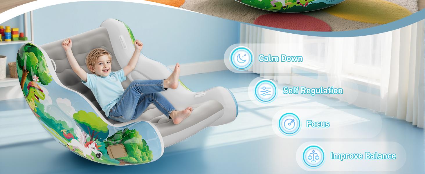 Crakrora Child-Sized Montessori Rocking Sensory Chair for 3-8 Year Old Toddlers, Inflatable Air Cloud Rocker Sofa, Sensory Room Supplies for Autism ADHD, Premium Leak-Proof PVC, Portable Inflation, Self-Soothing Motor Skills Training Gifts, Child-Sized Ro Crakrora Child-Sized Montessori Rocking Sensory Chair for 3-8 Year Old Toddlers, Inflatable Air Cloud Rocker Sofa, Sensory Room Supplies for Autism ADHD, Premium Leak-Proof PVC, Portable Inflation, Self-Soothing Motor Skills Training Gifts, Child-Sized Ro