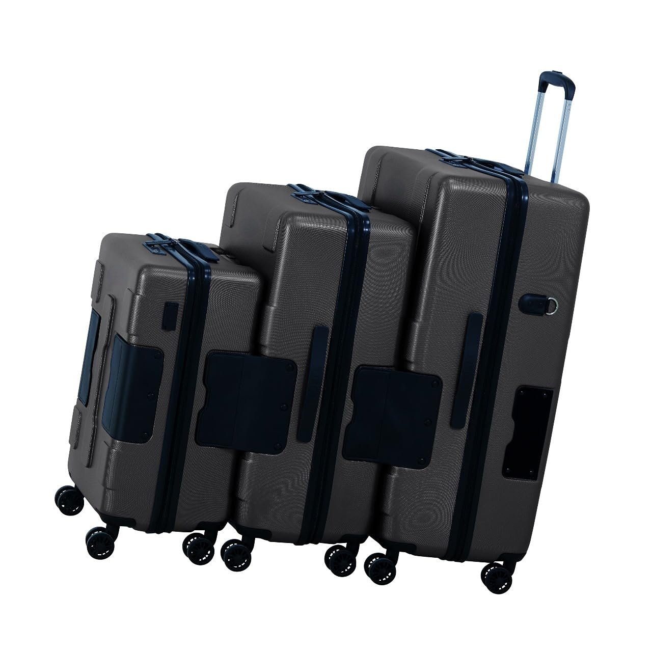 Patented Connecting Hard Shell 3 Piece Luggage Set - 20, 24 & 28 inch Luggage | Carry-On, Medium & Large Rolling Suitcases - Midnight Blue