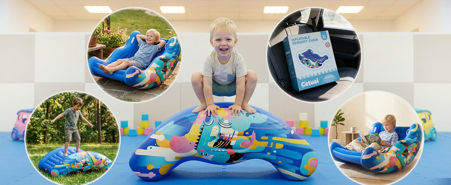 Crakrora Child-Sized Montessori Rocking Sensory Chair for 3-8 Year Old Toddlers, Inflatable Air Cloud Rocker Sofa, Sensory Room Supplies for Autism ADHD, Premium Leak-Proof PVC, Portable Inflation, Self-Soothing Motor Skills Training Gifts, Child-Sized Ro Crakrora Child-Sized Montessori Rocking Sensory Chair for 3-8 Year Old Toddlers, Inflatable Air Cloud Rocker Sofa, Sensory Room Supplies for Autism ADHD, Premium Leak-Proof PVC, Portable Inflation, Self-Soothing Motor Skills Training Gifts, Child-Sized Ro