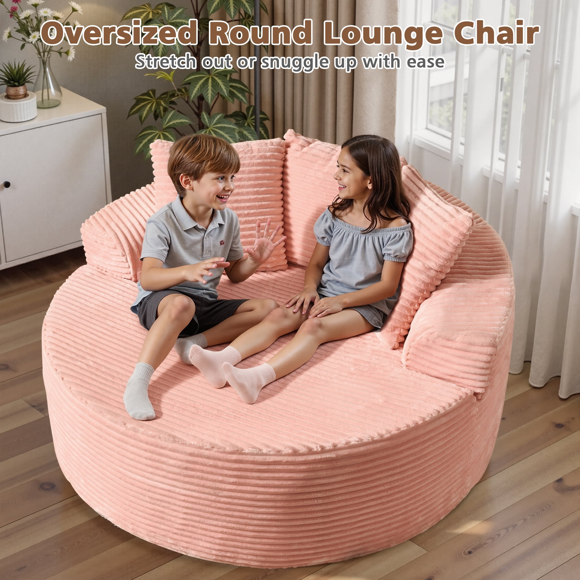 Ovios 58" Oversized Lounge Chair Round Cloud Deep Seat Accent Chair Plush Corduroy Boneless Sofa Chair for Living Room