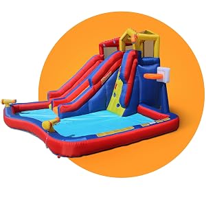 Banzai Twin Falls Kids Giant Colorful Outside Inflatable Water Park Bounce House