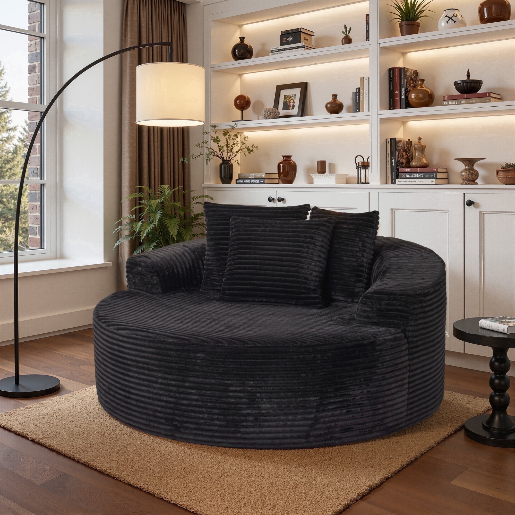 Ovios 58" Oversized Lounge Chair Round Cloud Deep Seat Accent Chair Plush Corduroy Boneless Sofa Chair for Living Room