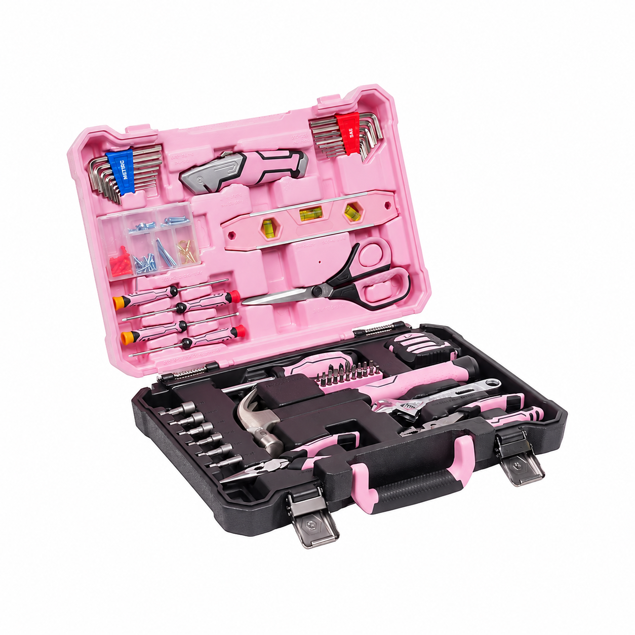 158 -Piece Pink Household Tool Set with Folding Case