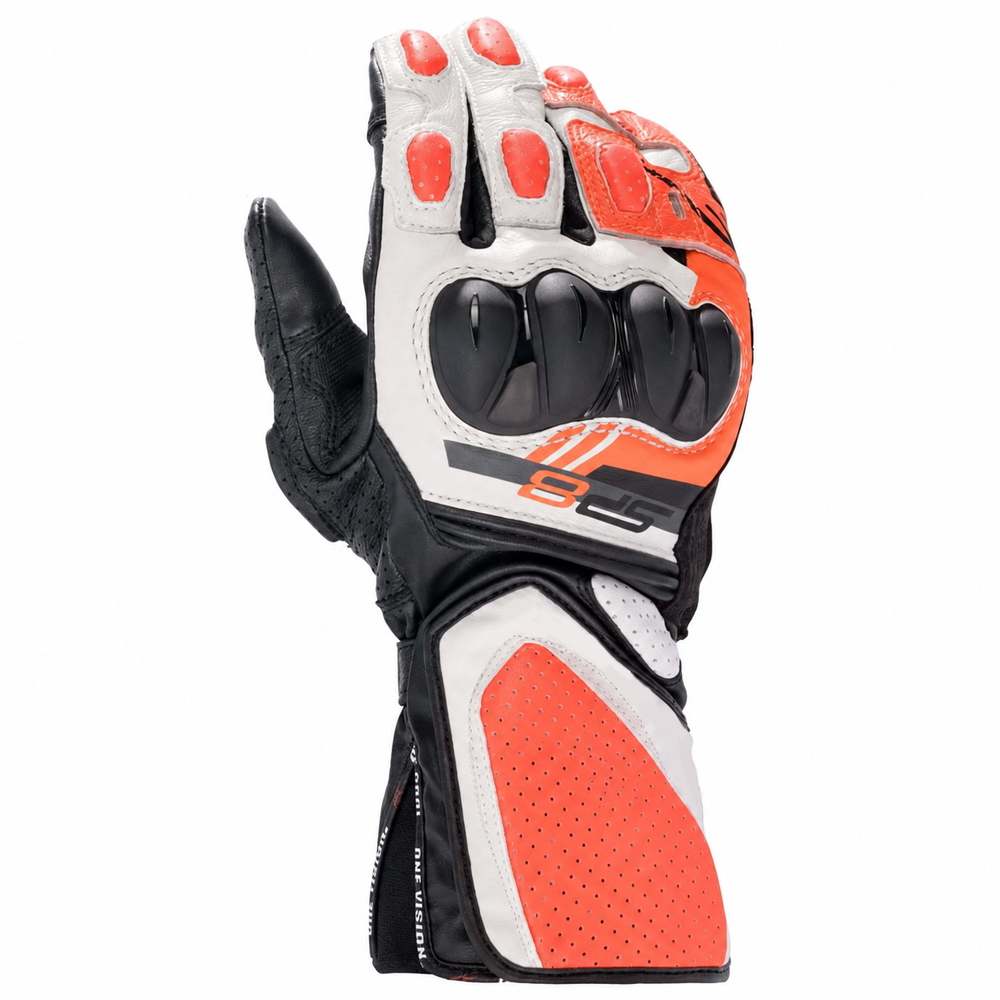SP-8 V3 Gloves, Full Gauntlet Leather, CE-Certified, Race-Inspired Fit, Knuckle Protection, Reinforced Palm, Multi-Panel Construction