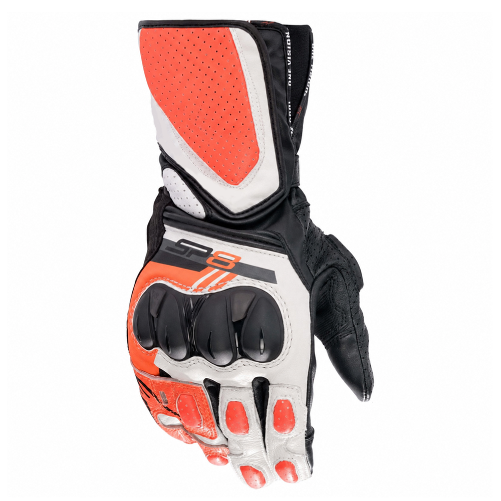 SP-8 V3 Gloves, Full Gauntlet Leather, CE-Certified, Race-Inspired Fit, Knuckle Protection, Reinforced Palm, Multi-Panel Construction
