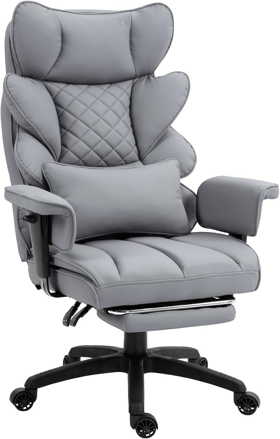 Big and Tall Office Chair with Pocket Spring Cushion,High Back Computer Gaming Chairs with Adjustable Armrests,Executive Desk Chairs with Lumbar Support and Footrest,PU -White