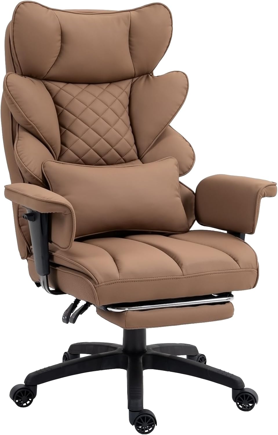 Big and Tall Office Chair with Pocket Spring Cushion,High Back Computer Gaming Chairs with Adjustable Armrests,Executive Desk Chairs with Lumbar Support and Footrest,PU -White