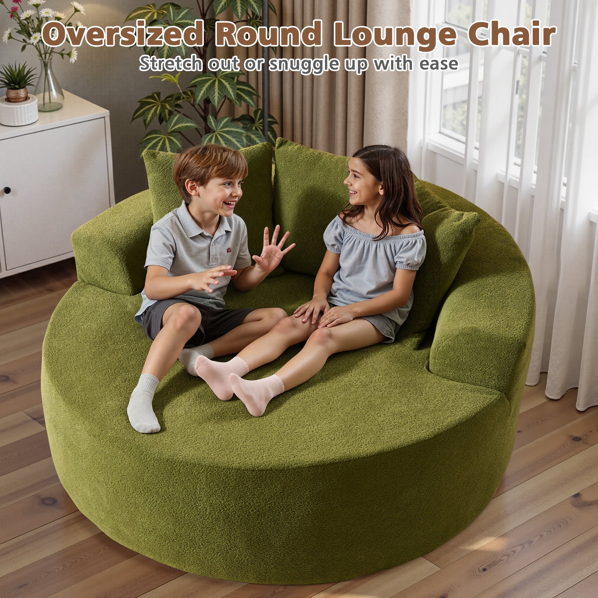 Ovios 58" Oversized Lounge Chair Round Cloud Deep Seat Accent Chair Plush Corduroy Boneless Sofa Chair for Living Room
