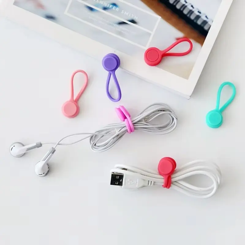 3 Pieces Silicone Cable Organizer, Reusable Magnetic Data Wire Winder, Anti-Slip Wear-Resistant Stress Toy, Home Car Office Wire Management Tool, Desk Cable Organizer, Office Accessories