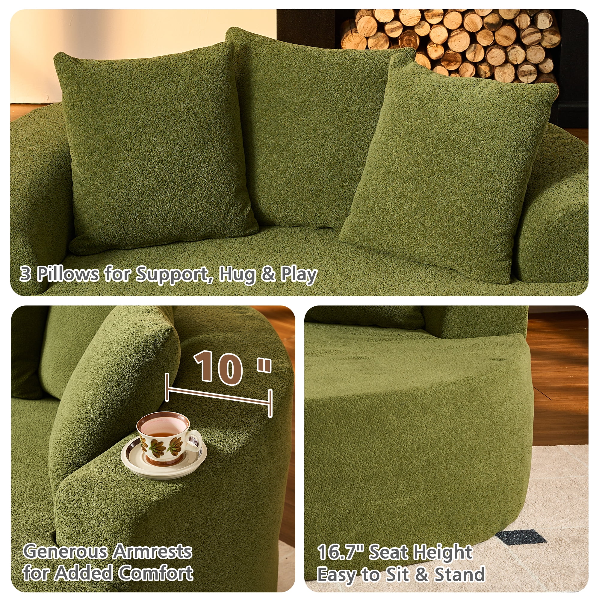 Ovios 58" Oversized Lounge Chair Round Cloud Deep Seat Accent Chair Plush Corduroy Boneless Sofa Chair for Living Room