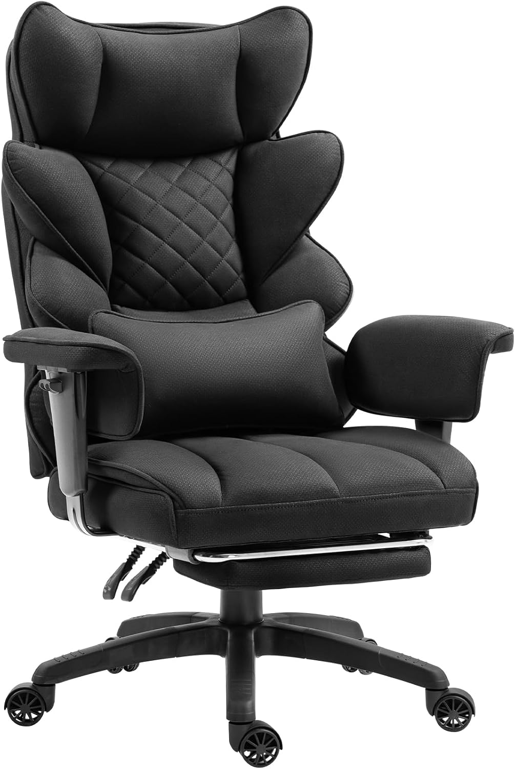 Big and Tall Office Chair with Pocket Spring Cushion,High Back Computer Gaming Chairs with Adjustable Armrests,Executive Desk Chairs with Lumbar Support and Footrest,PU -White