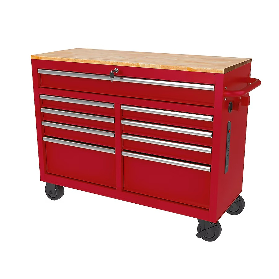 46.1-in L x 18.1-in D 9 -Drawers Rolling Pink Wood Work Bench