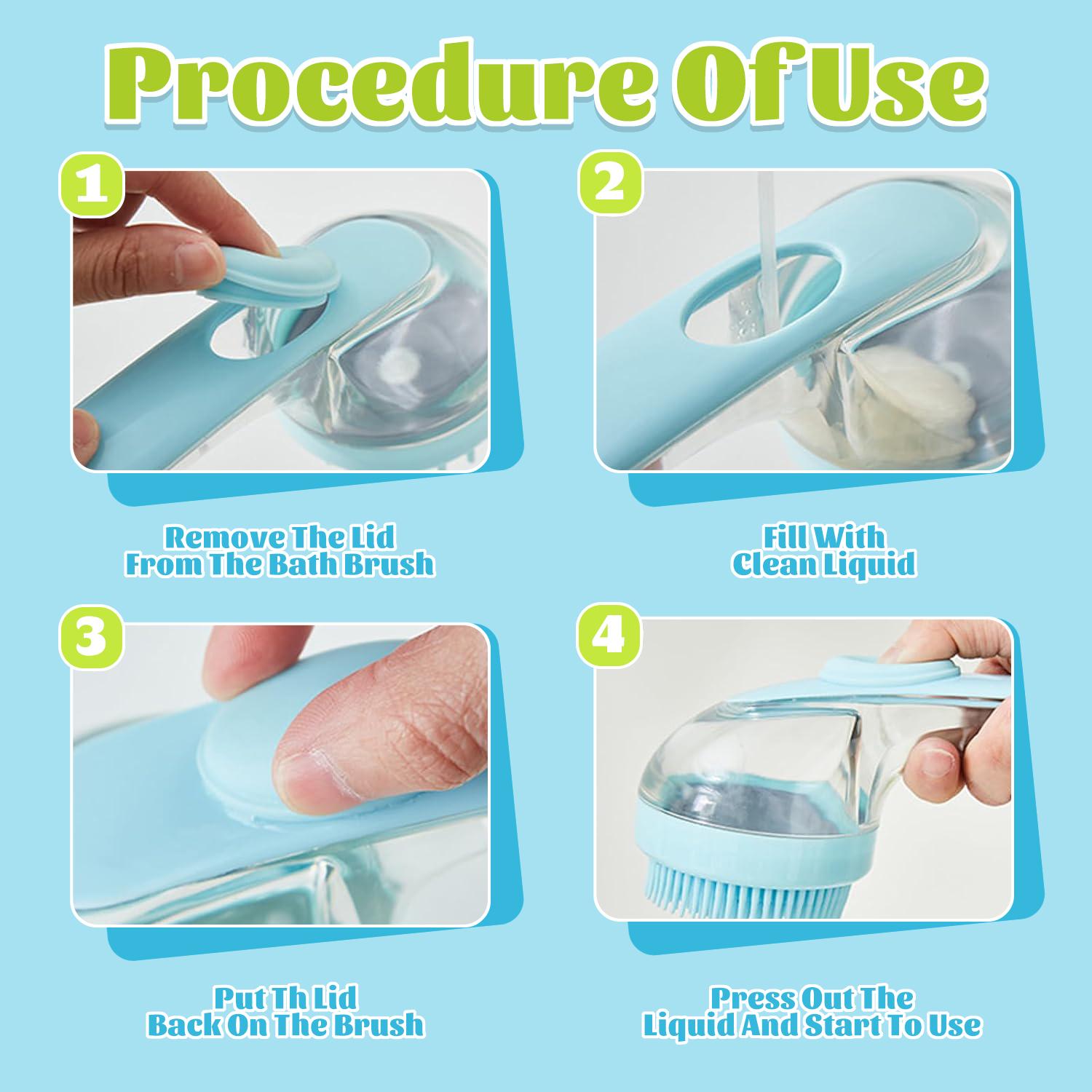 Pet Bath Brush with Shampoo Dispenser for Dogs & Cats, Ergonomic Handle, Gentle Massage Grooming Tool, Easy to Use, Essential Dog Bath Supply fathersdaygift