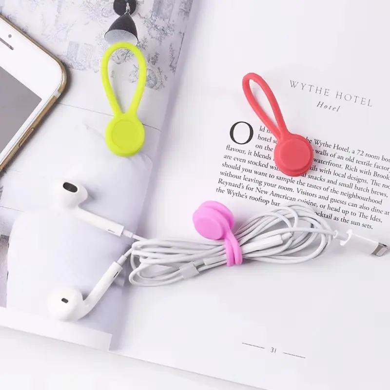 3 Pieces Silicone Cable Organizer, Reusable Magnetic Data Wire Winder, Anti-Slip Wear-Resistant Stress Toy, Home Car Office Wire Management Tool, Desk Cable Organizer, Office Accessories
