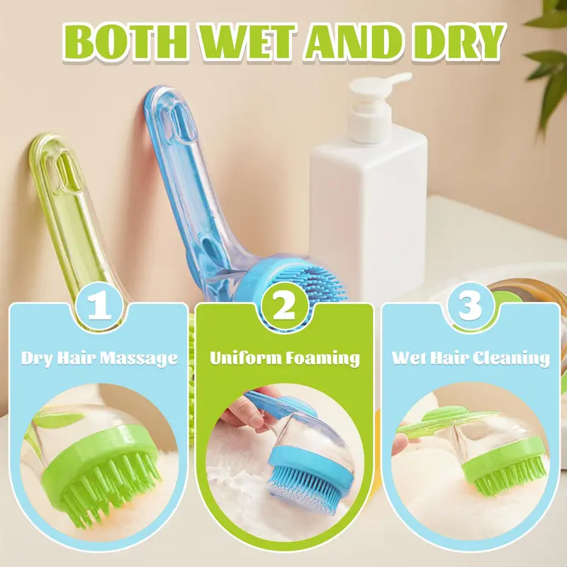 2-in-1 Pet Bath Brush & Shampoo Dispenser | Gentle Silicone Massage Grooming Tool for Dogs & Cats