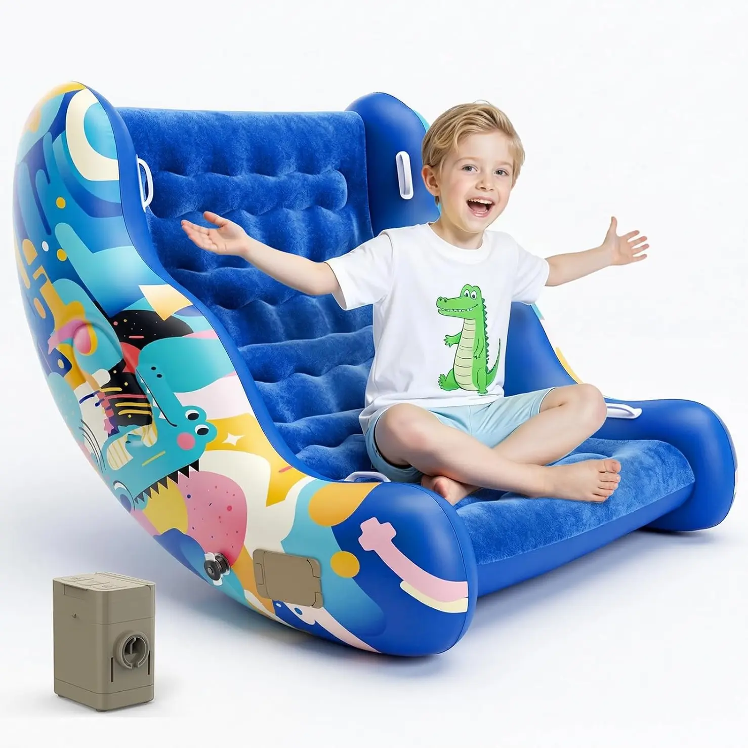 Sensory Chair for Kids, Inflatable Rocking Chair for Kids with Autism & ADHD, Air Cloud Rocker for Toddler as 3 4 5 6 7 8 Year Old Boy Girl Gifts, Autism Sensory Products Training Body Coordination