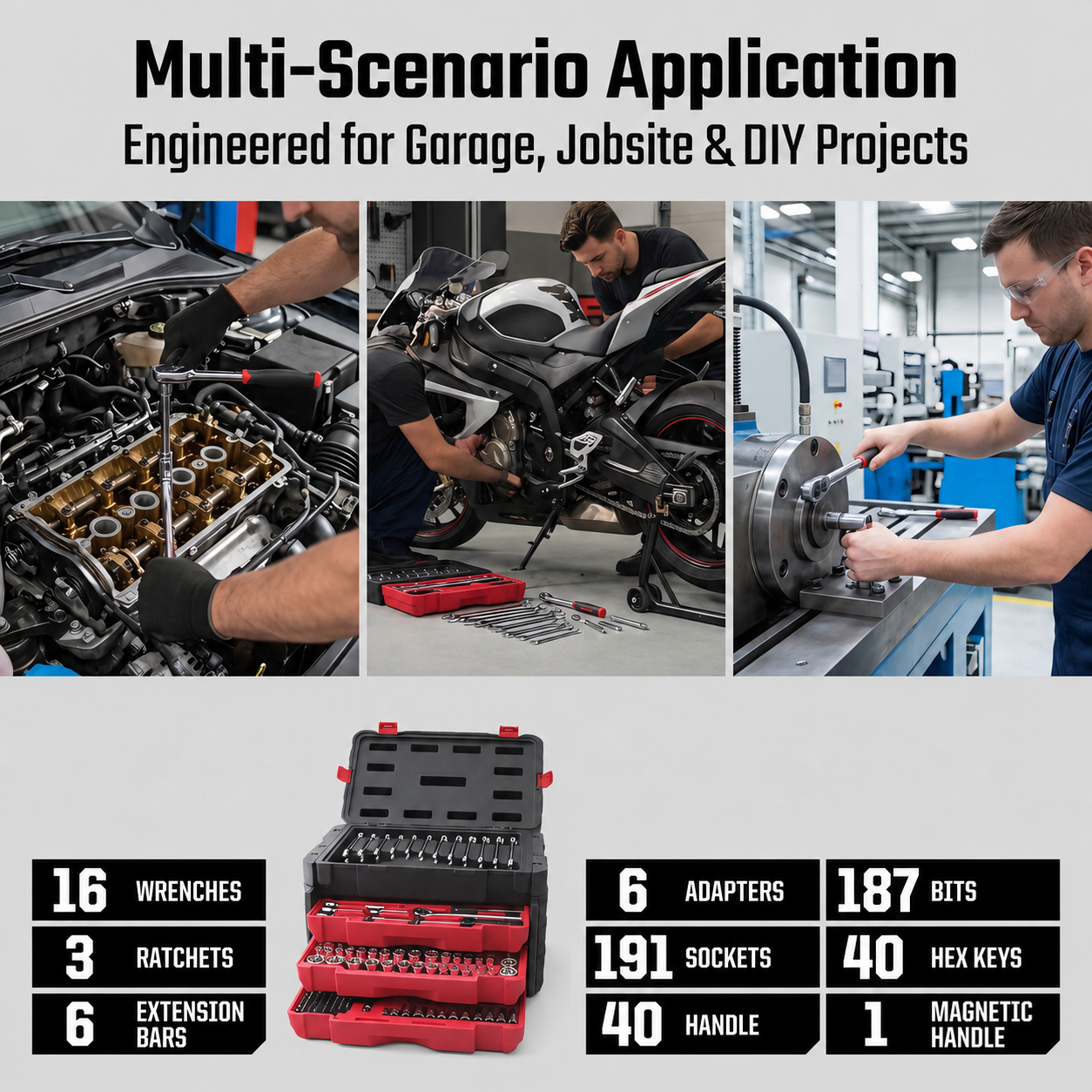 450-Piece Automotive Tool Set – Complete Garage & Repair Kit for Mechanics, DIY & Home Projects