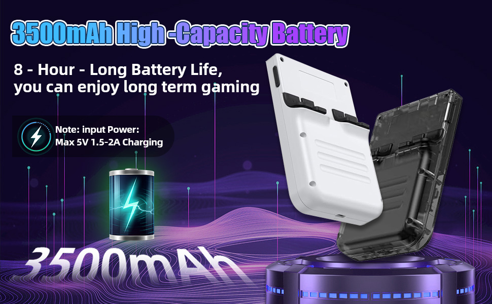 3500mAh Battery,long Battery life,6-8 Hours,preloaded Mini gaming consoles