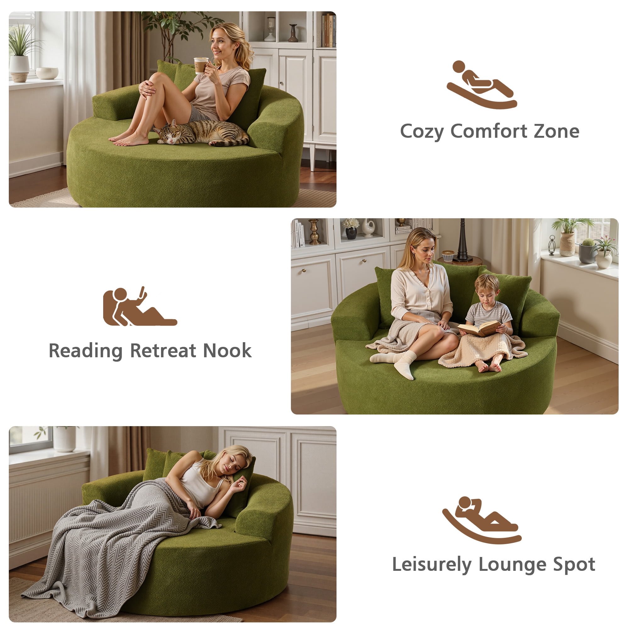 Ovios 58" Oversized Lounge Chair Round Cloud Deep Seat Accent Chair Plush Corduroy Boneless Sofa Chair for Living Room