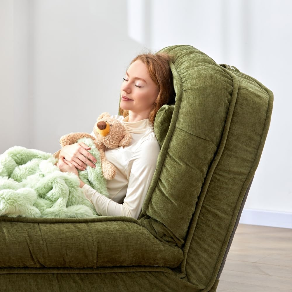 Foldable Lazy Sofa Bed Floor Chair - Adjustable Human Dog Bed for Adults Kids Floor Seats - Cozy Small Couch for Home Living Room(Blue)