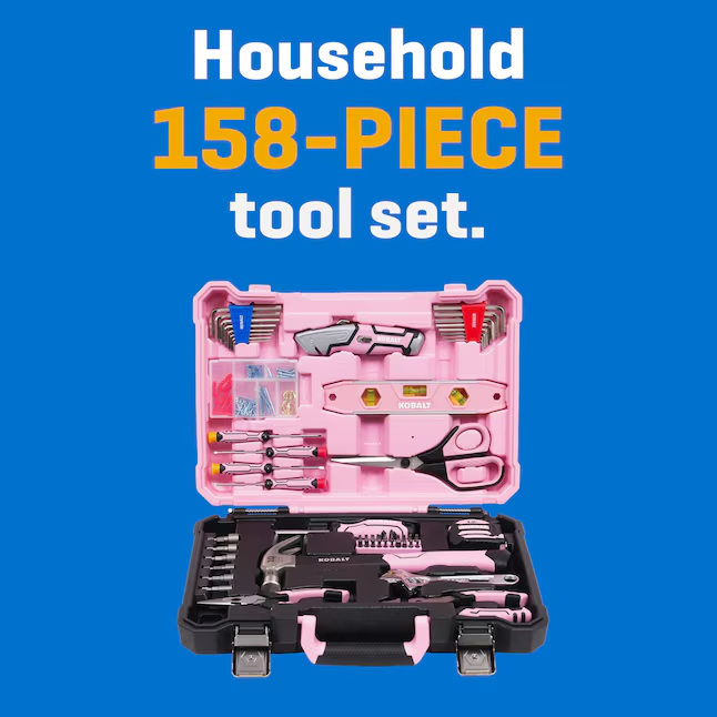158 -Piece Pink Household Tool Set with Folding Case