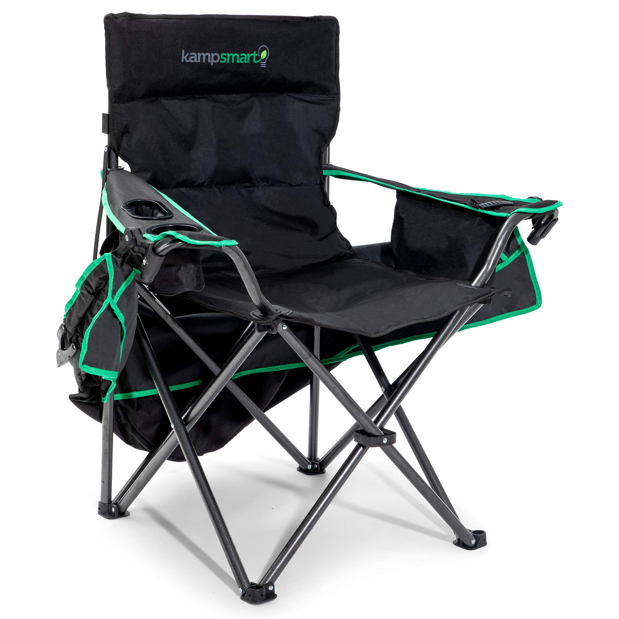 Folding Camping Chair - Outdoor Sun Lounger with Retractable Canopy Shade, UV Protection, Ice Cooler Pocket, Phone Holder & Storage Bag - Portable Seat for Beach, Fishing, Camp, Sports Event