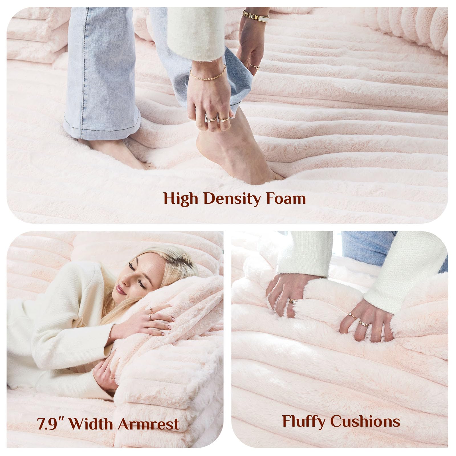 Upholstered Chaise Lounge Pull Out Sofa Bed with Pillows Couch Bed Sofa Pull Out Couch Sleeper Chair for Living Room Plush Corduroy