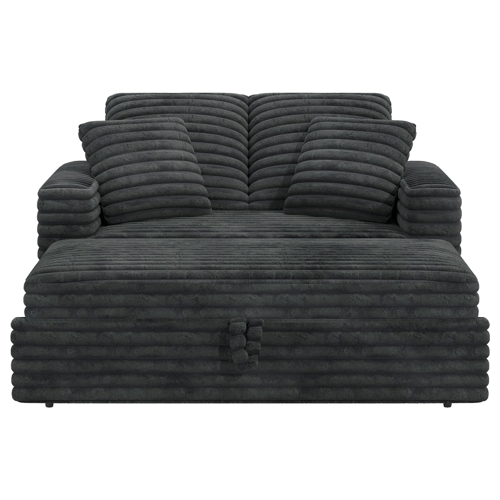 Upholstered Chaise Lounge Pull Out Sofa Bed with Pillows Couch Bed Sofa Pull Out Couch Sleeper Chair for Living Room Plush Corduroy