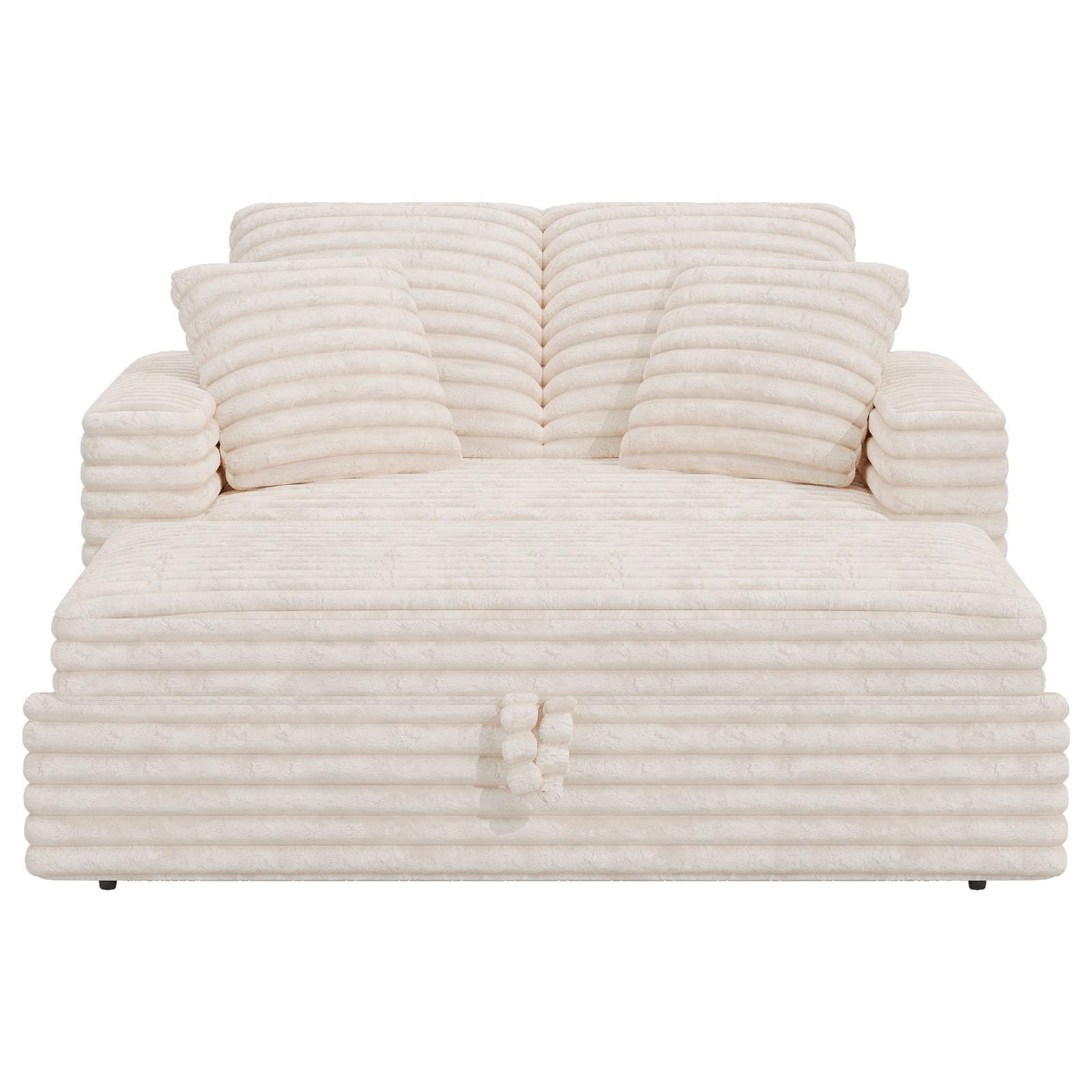 Upholstered Chaise Lounge Pull Out Sofa Bed with Pillows Couch Bed Sofa Pull Out Couch Sleeper Chair for Living Room Plush Corduroy