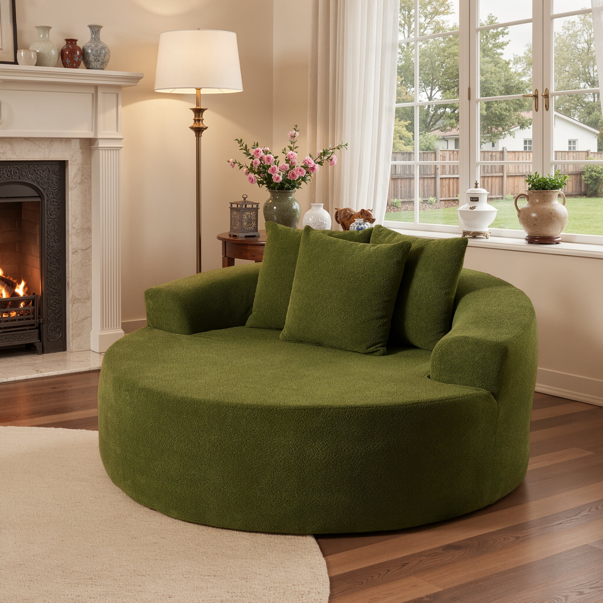 Ovios 58" Oversized Lounge Chair Round Cloud Deep Seat Accent Chair Plush Corduroy Boneless Sofa Chair for Living Room
