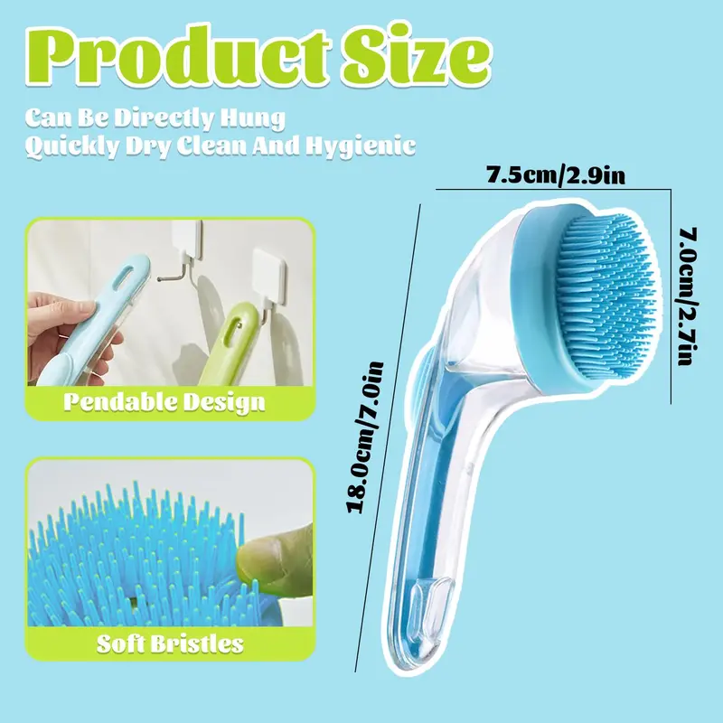 2-in-1 Pet Bath Brush & Shampoo Dispenser | Gentle Silicone Massage Grooming Tool for Dogs & Cats