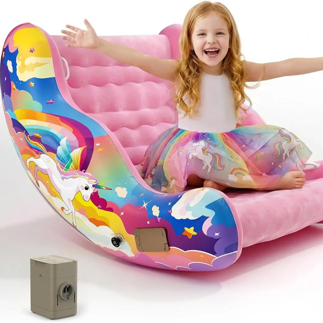Sensory Chair for Kids, Inflatable Rocking Chair for Kids with Autism & ADHD, Air Cloud Rocker for Toddler as 3 4 5 6 7 8 Year Old Boy Girl Gifts, Autism Sensory Products Training Body Coordination