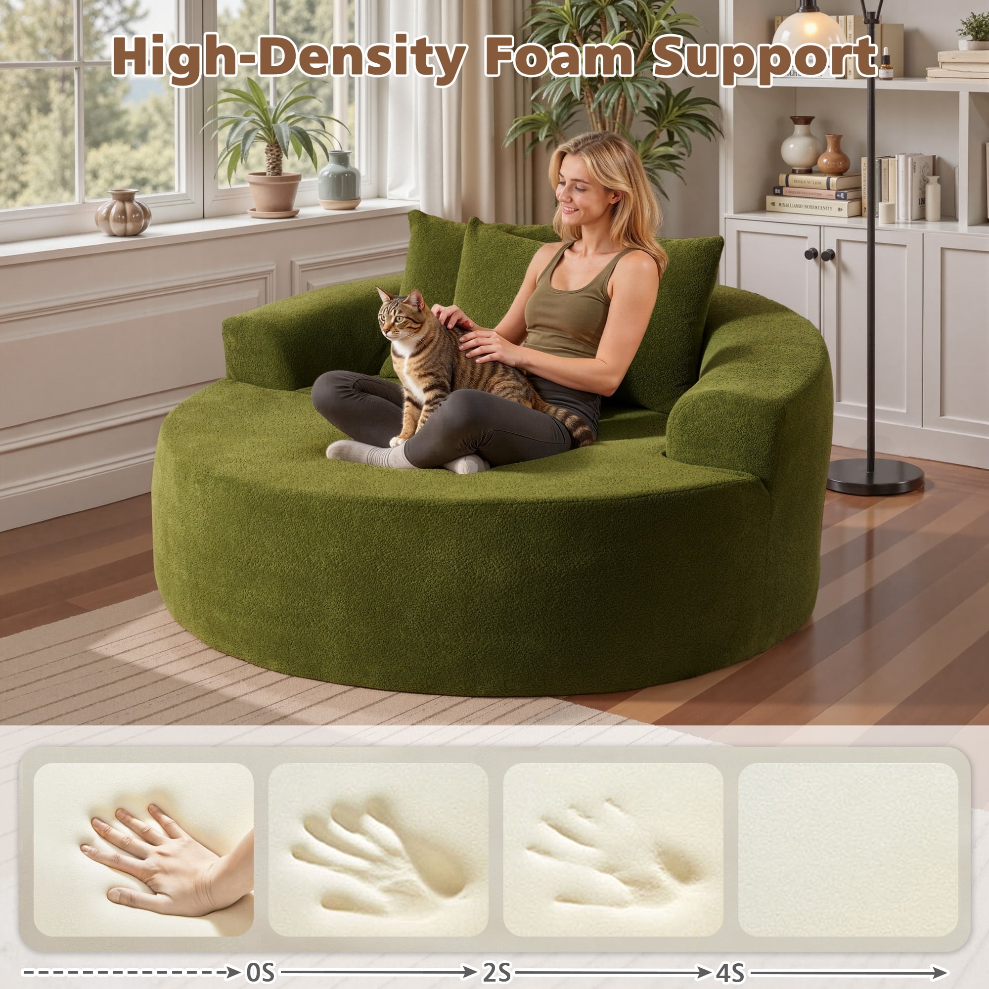 Ovios 58" Oversized Lounge Chair Round Cloud Deep Seat Accent Chair Plush Corduroy Boneless Sofa Chair for Living Room