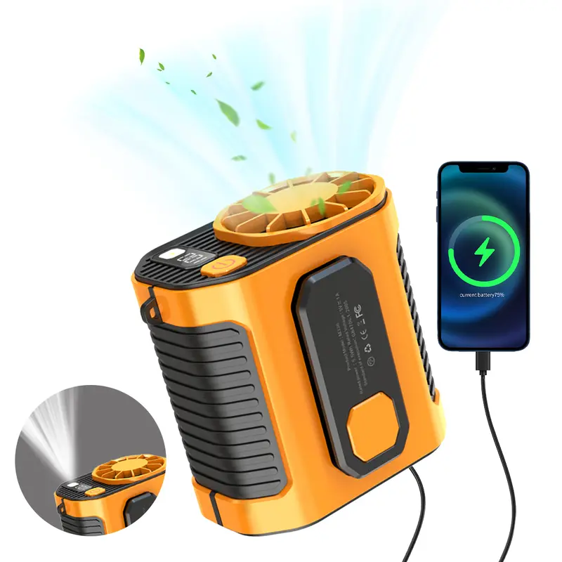 5000mAh Portable Waist Clip Fan | Hands-Free Wearable Cooling Fan for Outdoor Work & Travel