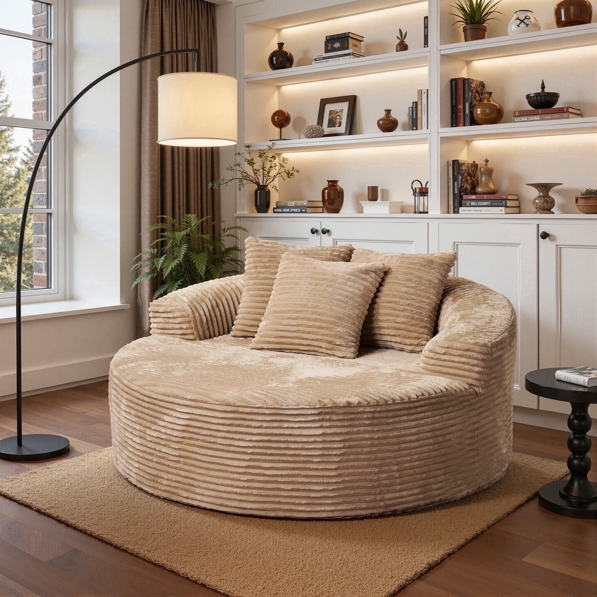 Ovios 58" Oversized Lounge Chair Round Cloud Deep Seat Accent Chair Plush Corduroy Boneless Sofa Chair for Living Room