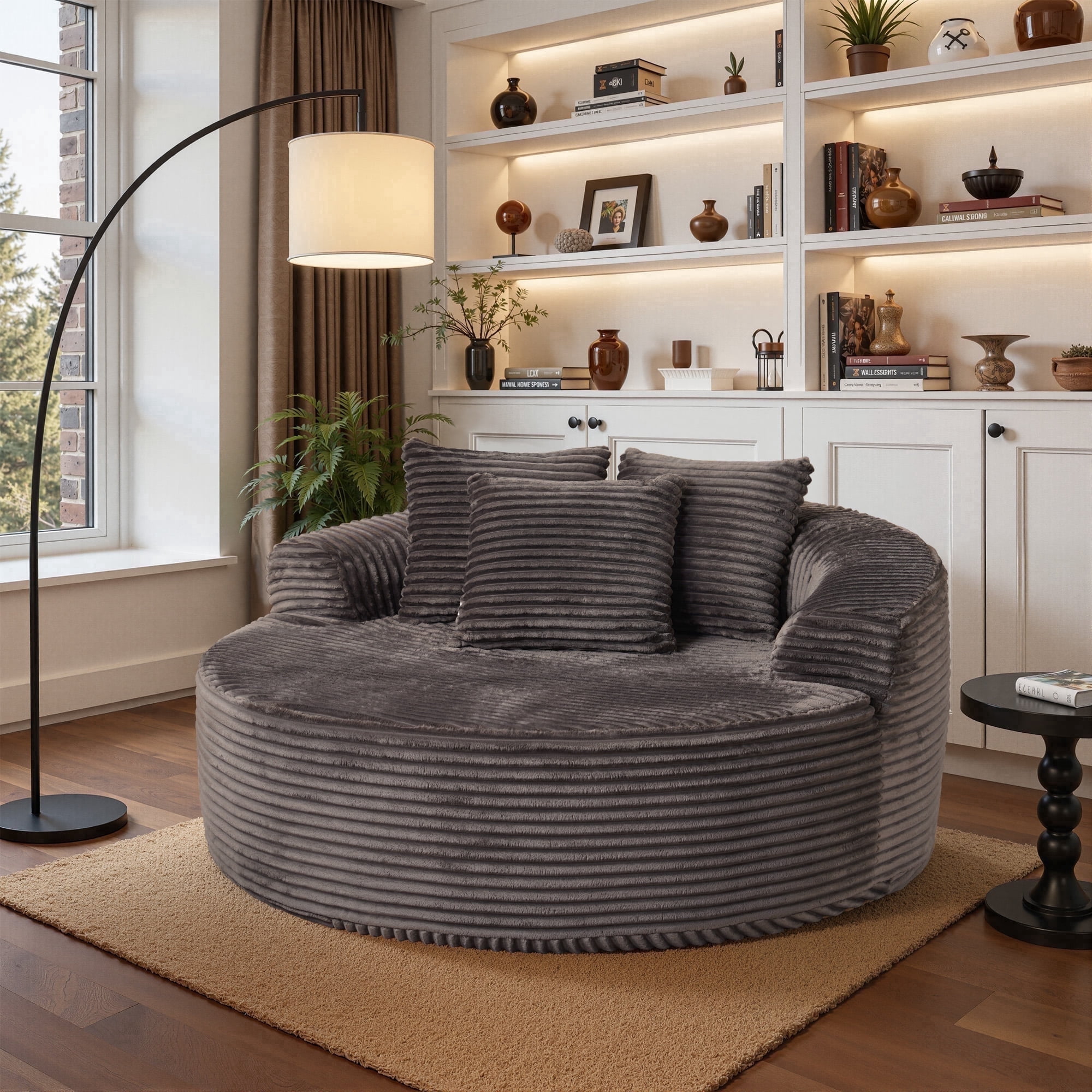 Ovios 58" Oversized Lounge Chair Round Cloud Deep Seat Accent Chair Plush Corduroy Boneless Sofa Chair for Living Room