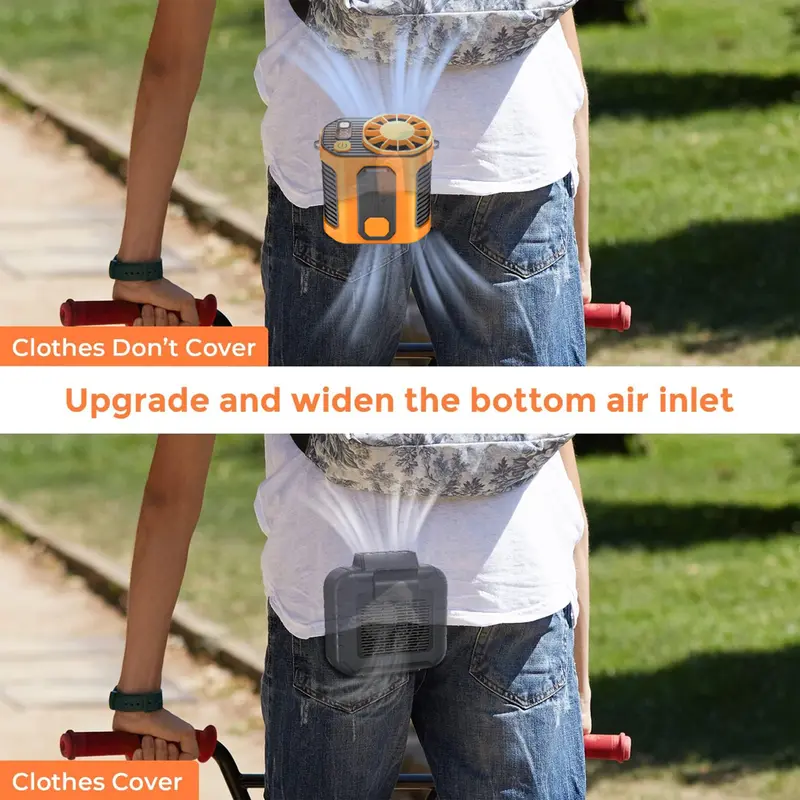 5000mAh Portable Waist Clip Fan | Hands-Free Wearable Cooling Fan for Outdoor Work & Travel