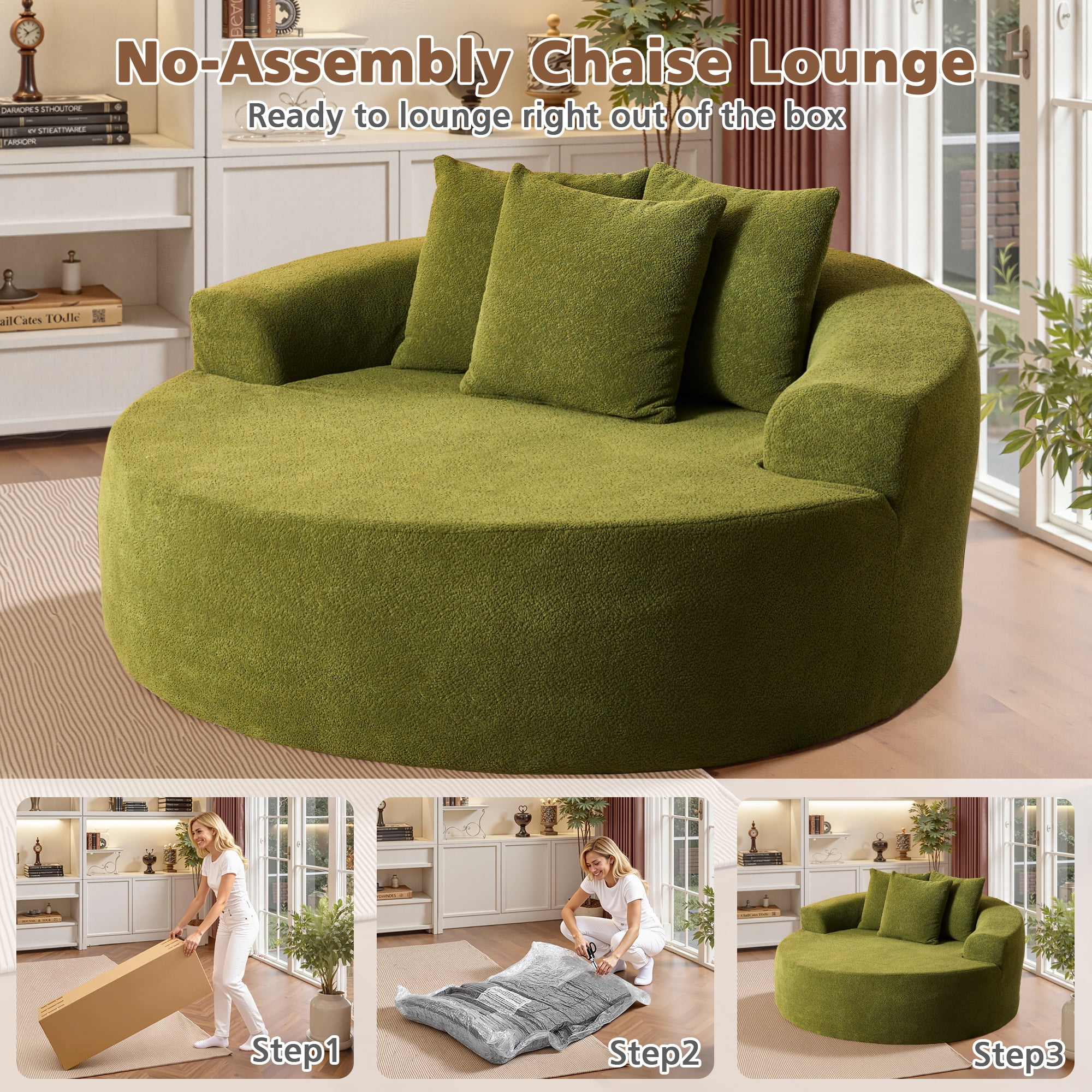 Ovios 58" Oversized Lounge Chair Round Cloud Deep Seat Accent Chair Plush Corduroy Boneless Sofa Chair for Living Room