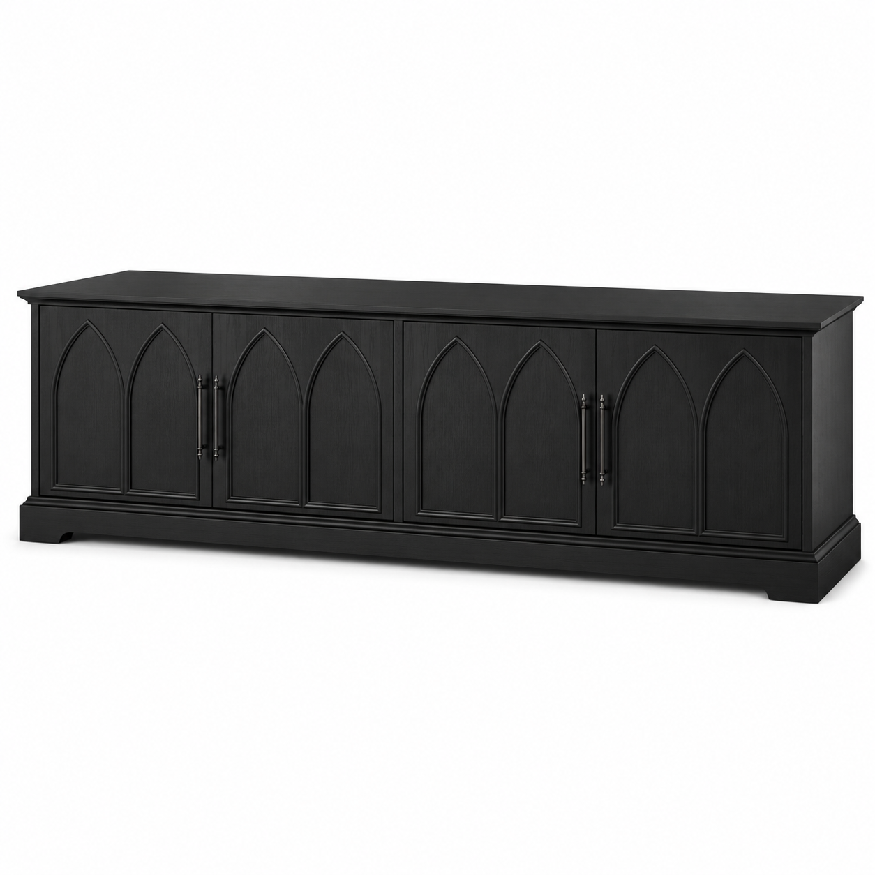 Gotisches TV-Lowboard in Schwarz 180 cm mit Bogenfronten-Urbancasaliving