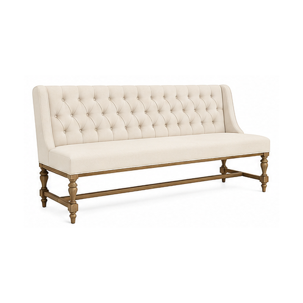 Gepolsterte Esszimmerbank in Creme 180 cm mit Knopfheftung