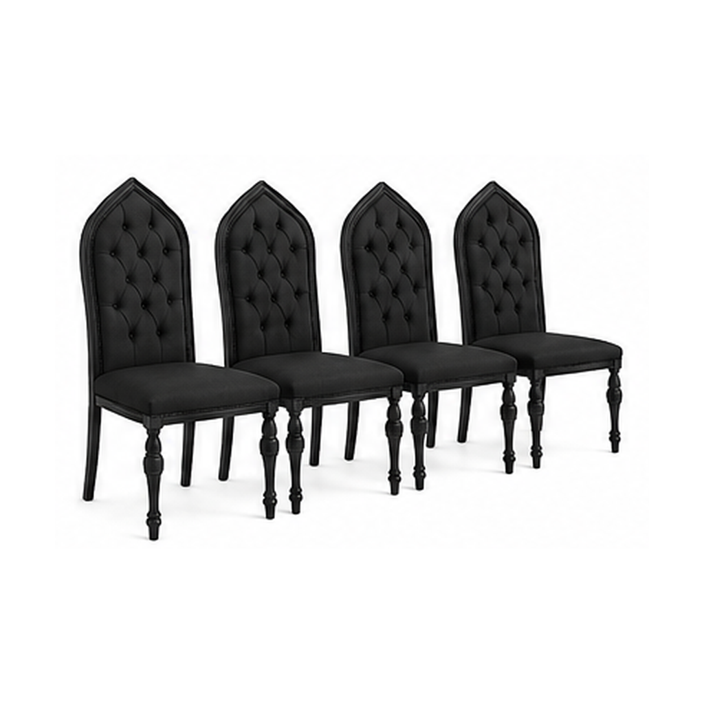 Esszimmerstuhl-Set 4-teilig in Schwarz mit hoher Rückenlehne