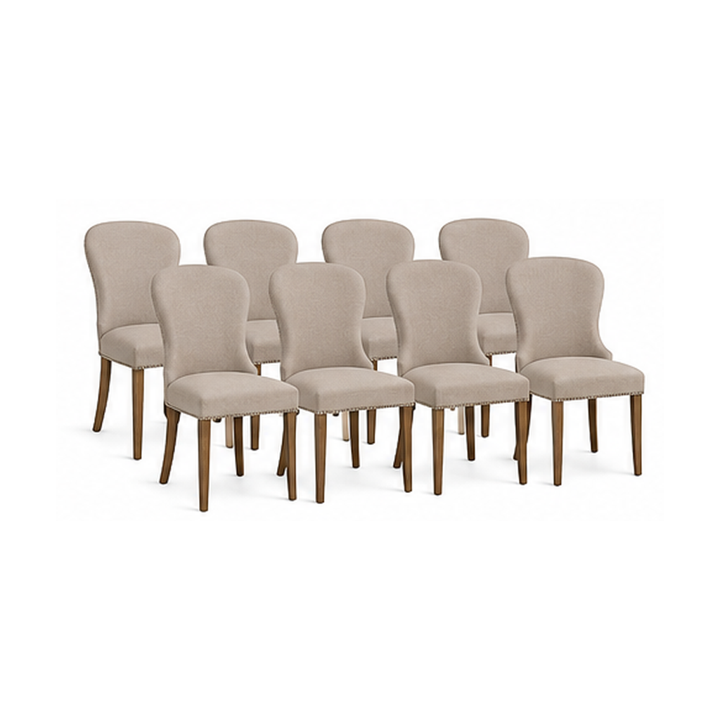 Esszimmerstuhl-Set 6-teilig in Taupe mit geschwungenem Rücken